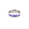 Top view of the Tungsten Carbide Ring showcasing the full width of the purple and blue synthetic opal inlay.