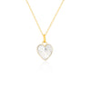 Gold-plated chain necklace with a heart-shaped pendant featuring white/gray resin inlay.