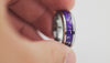 Showcase video of the Tungsten Ring rotating, detailing the purple resin and silver leaf inlay.